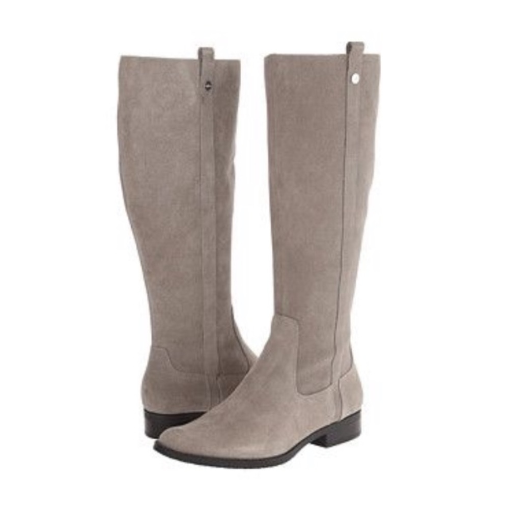 Calvin Klein Talloria suede taupe gray tall boots 8.5 (fit like size 8)